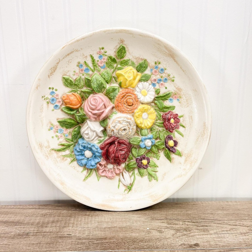 Vintage Floral Wall Hanging: Cottage Chic Home Decor - Picture 1 of 12